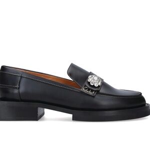 Ganni Leather Jewel-Embellished Loafers